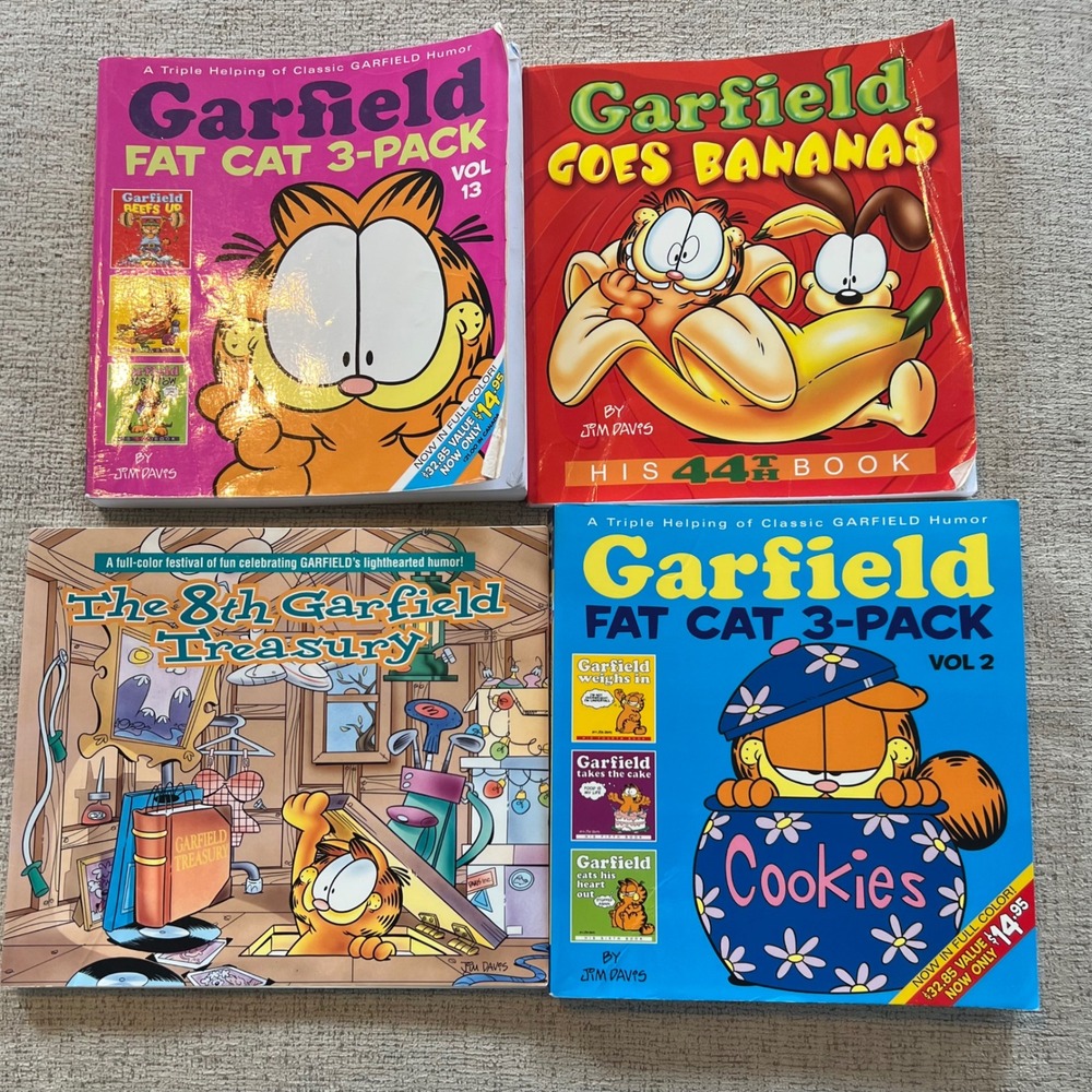 Garfield Book Lot of 4 Fat Cat 3-Pack Vol 2 13 Treasury Goes Bananas Jim Davis